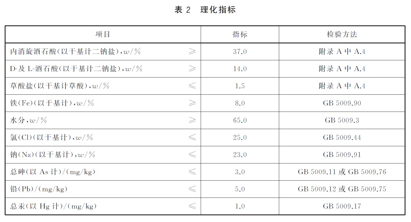 食品安全国家标准 食品添加剂 酒石酸铁 - 水分、氯的检验